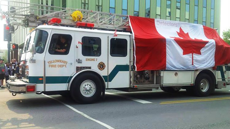 Fire truck in Yellowknife Canada Day parade, 2015