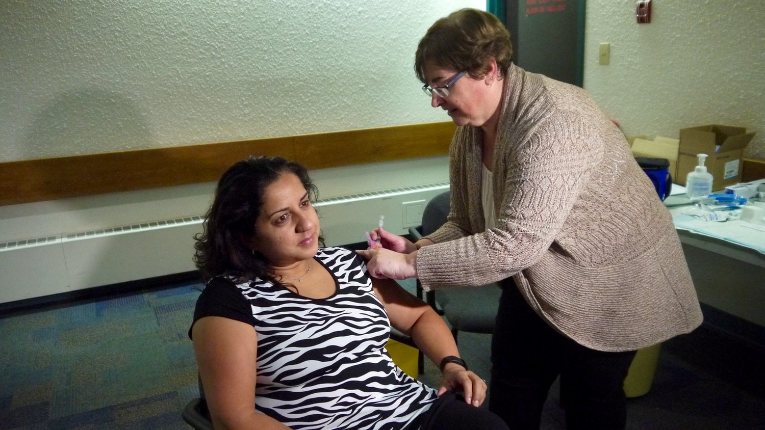 Kami Kandola receives her flu shot