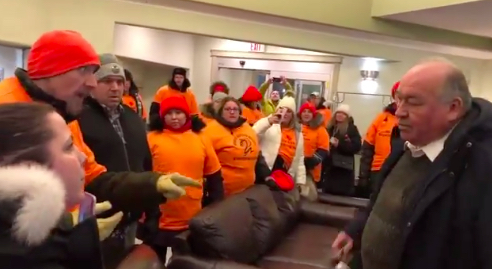 UNW members confront Premier McLeod Tuesday night